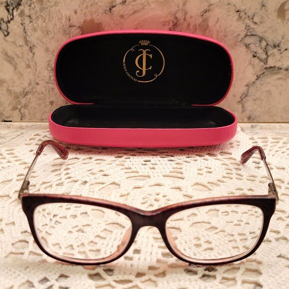 JUICY COUTURE EYEGLASSES JU 130 PINK LEOPARD FRAMES METAL VINTAGE Y2K WITH CASE - Picture 16 of 16